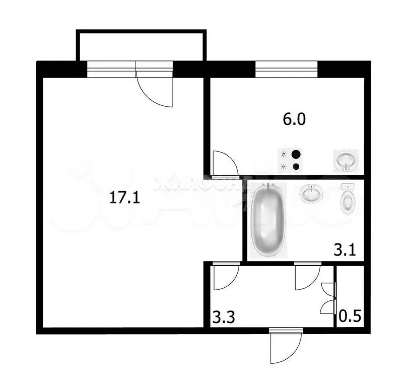 1-к. квартира, 29,7 м, 2/5 эт. - Фото 0