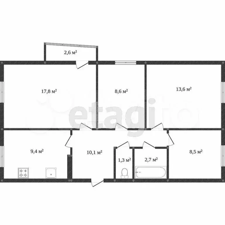 4-к. квартира, 72,1 м, 5/5 эт. - Фото 0
