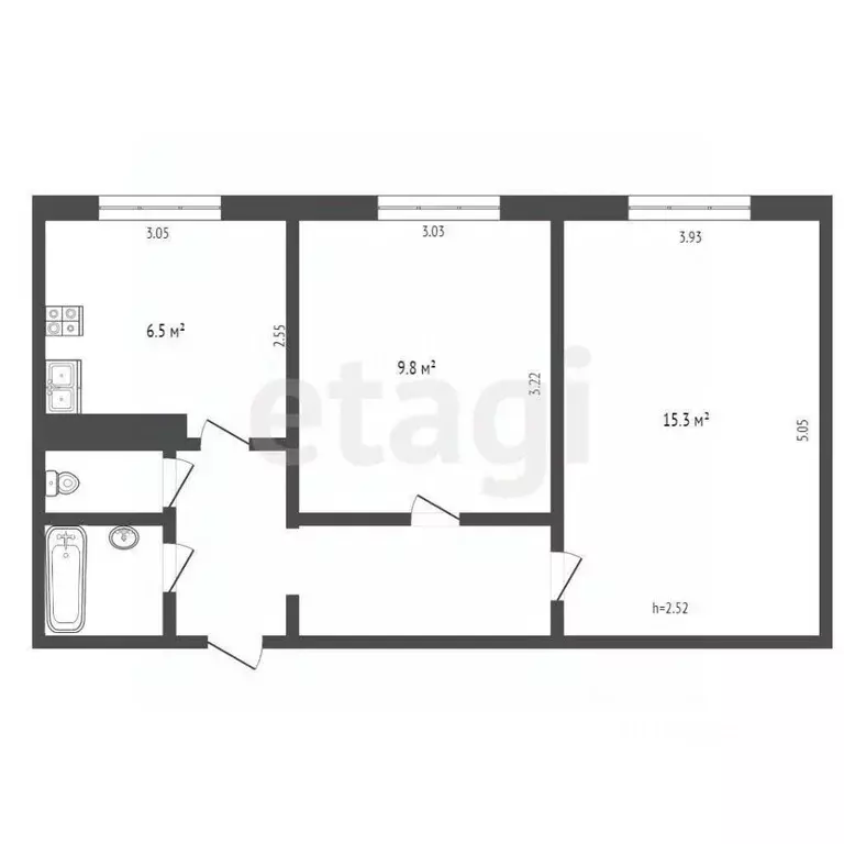 2-к кв. Ямало-Ненецкий АО, Ноябрьск просп. Мира, 80 (45.4 м) - Фото 2