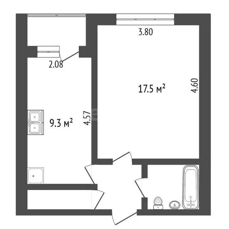 1-комнатная квартира: Тюмень, Холодильная улица, 134 (34.4 м) - Фото 1
