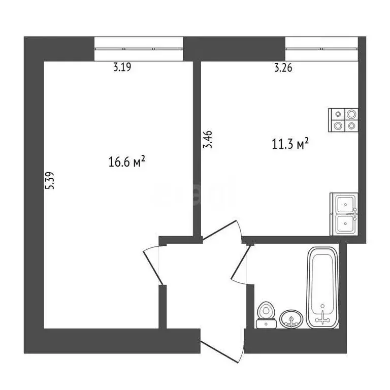 1-комнатная квартира: Тюмень, Олимпийская улица, 30 (33.4 м) - Фото 1