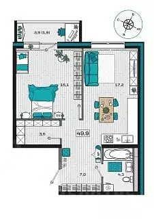 1-к кв. Приморский край, Уссурийск Радужный мкр,  (49.9 м) - Фото 1