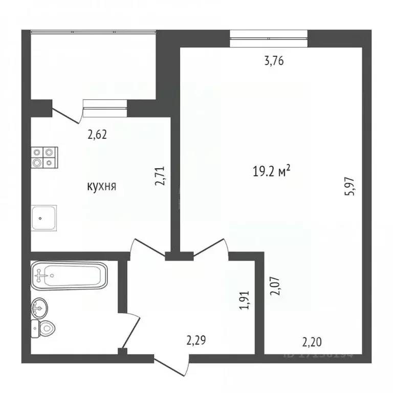 1-к кв. Тюменская область, Тюмень ул. Шишкова, 54 (35.0 м) - Фото 2