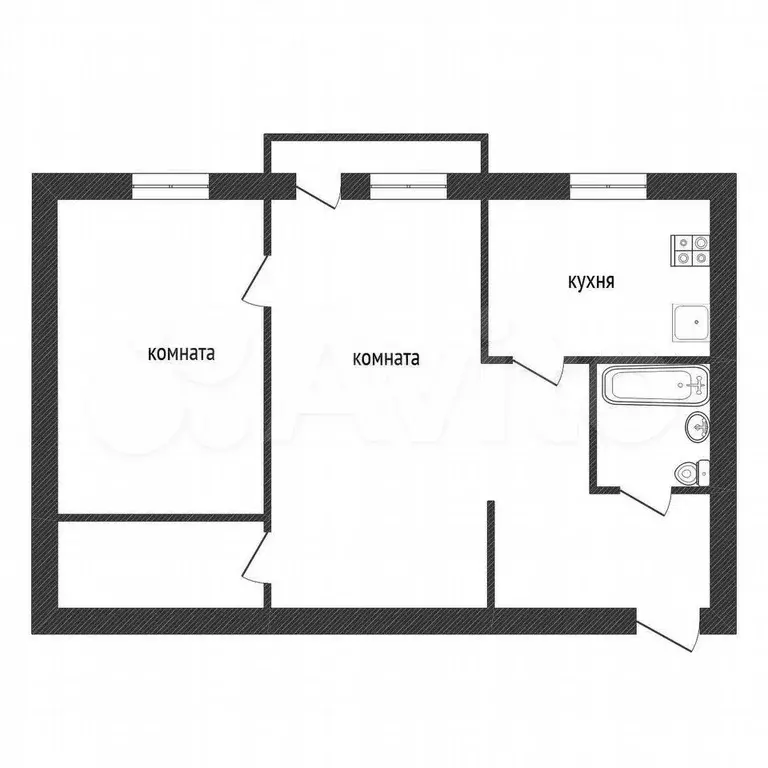2-к. квартира, 43,5 м, 3/5 эт. - Фото 0