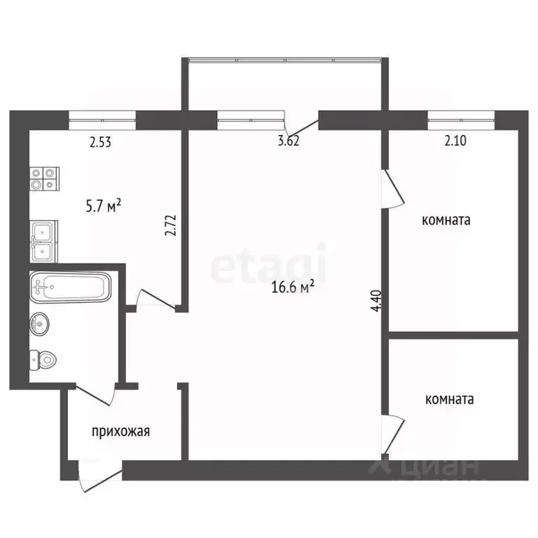 2-к кв. Калужская область, Ферзиковский муниципальный округ, Авчурино ... - Фото 1