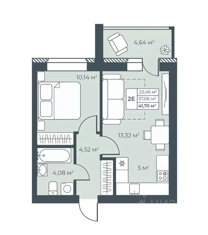2-к кв. Нижегородская область, Выкса инженера Шухова кв-л,  (41.7 м) - Фото 1