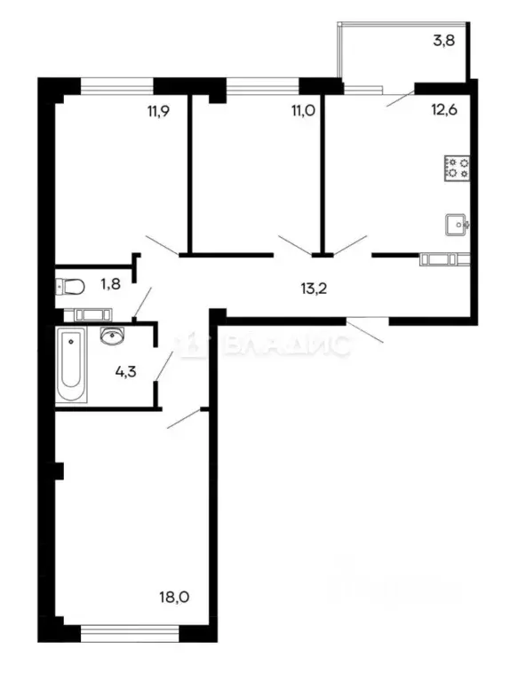 3-к кв. Севастополь ул. Токарева, 18Дк1 (76.6 м) - Фото 1