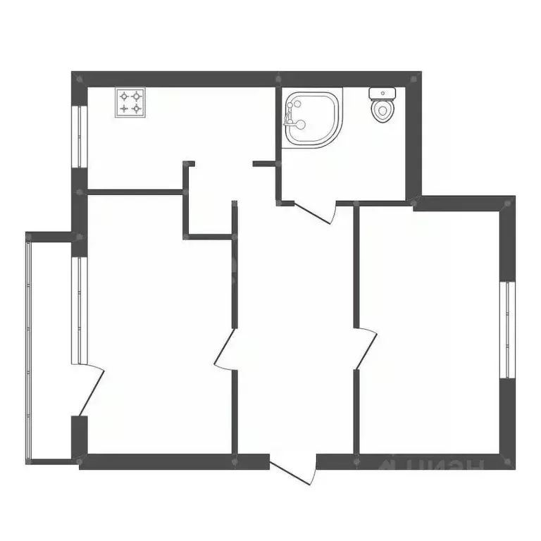 2-к кв. Амурская область, Белогорск Южная ул., 2 (57.2 м) - Фото 2