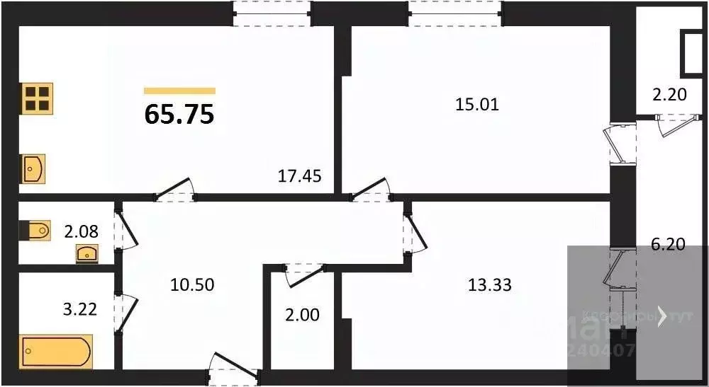 2-к кв. Воронежская область, Воронеж Донбасская ул., 25к2 (65.75 м) - Фото 0