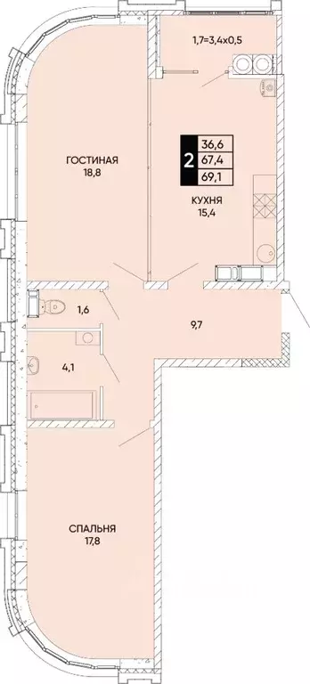 2-к кв. Ростовская область, Ростов-на-Дону Левобережье жилой комплекс ... - Фото 0