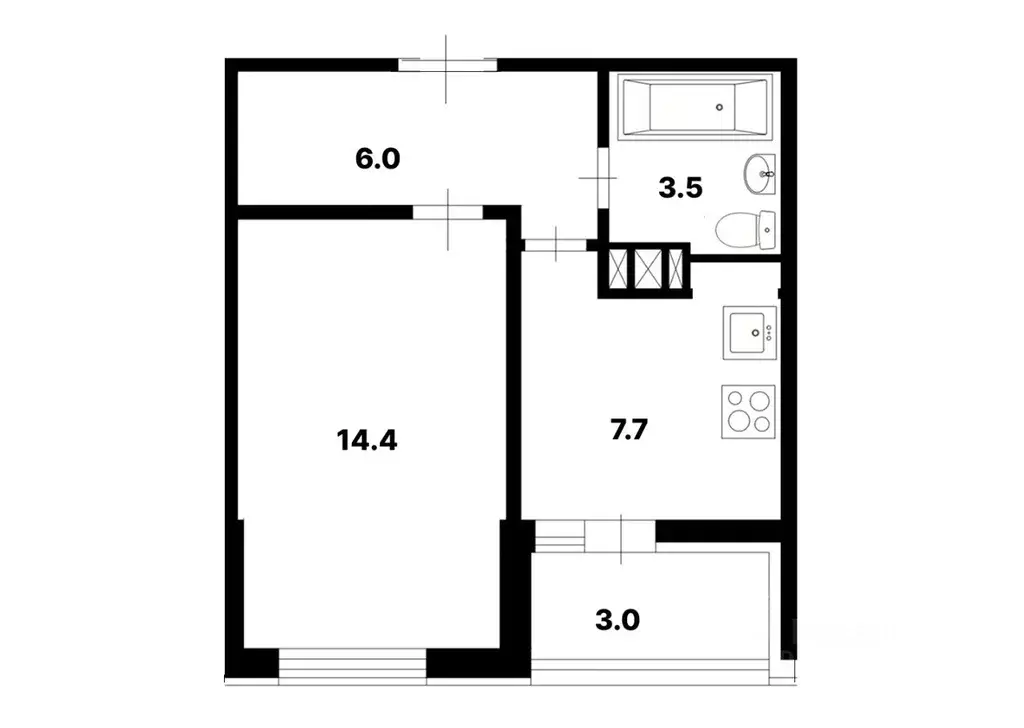 1-к кв. Санкт-Петербург ул. Крыленко, 1к1с2 (31.6 м) - Фото 1