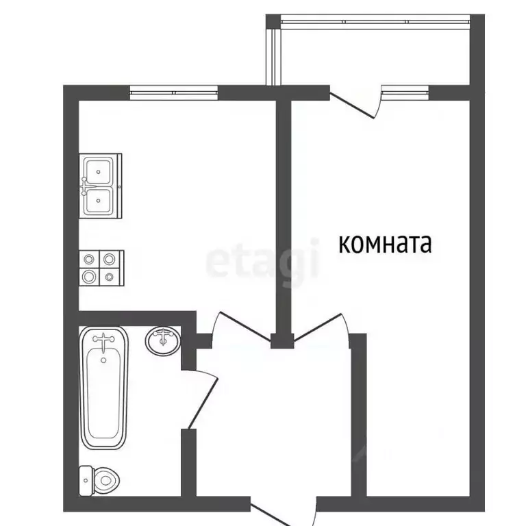 1-к кв. Тюменская область, Тюмень Малая Боровская ул., 5 (43.3 м) - Фото 1