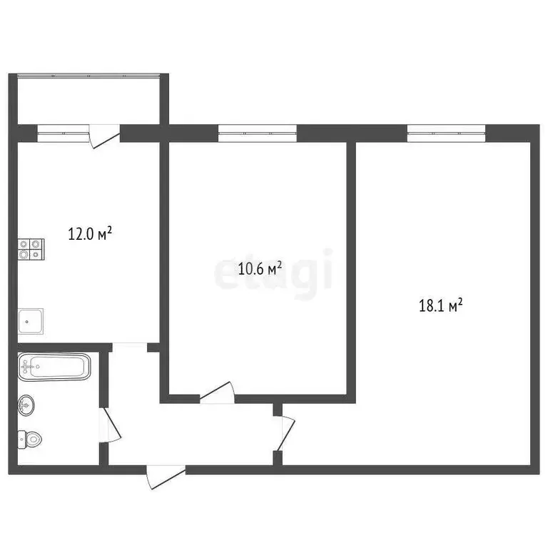 2-комнатная квартира: Самара, улица Николая Баженова, 5 (47 м) - Фото 1