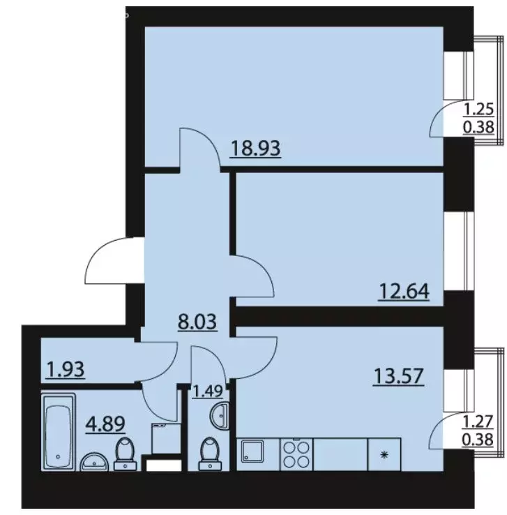 2-комнатная квартира: посёлок Солнечный, Кленовая улица, 5 (62.24 м) - Фото 1