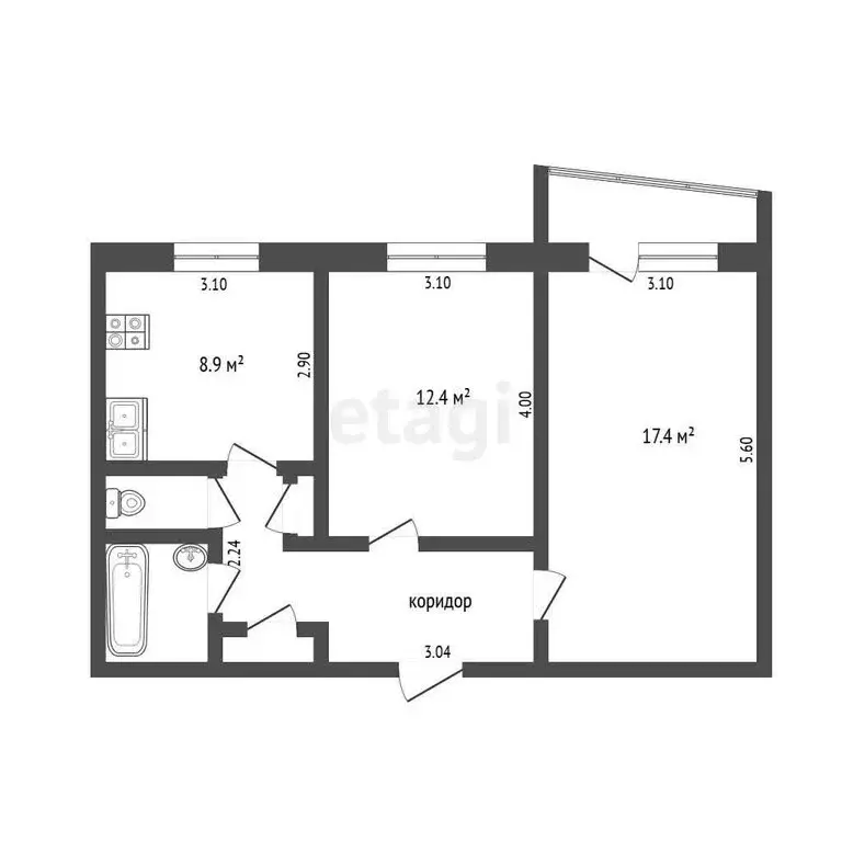 2-комнатная квартира: Тюмень, улица Свердлова, 22 (50 м) - Фото 1