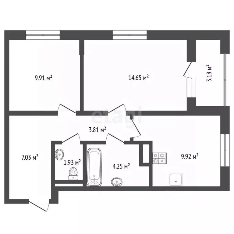 2-к кв. Тюменская область, Тюмень ул. Александра Звягина, 5 (51.5 м) - Фото 2