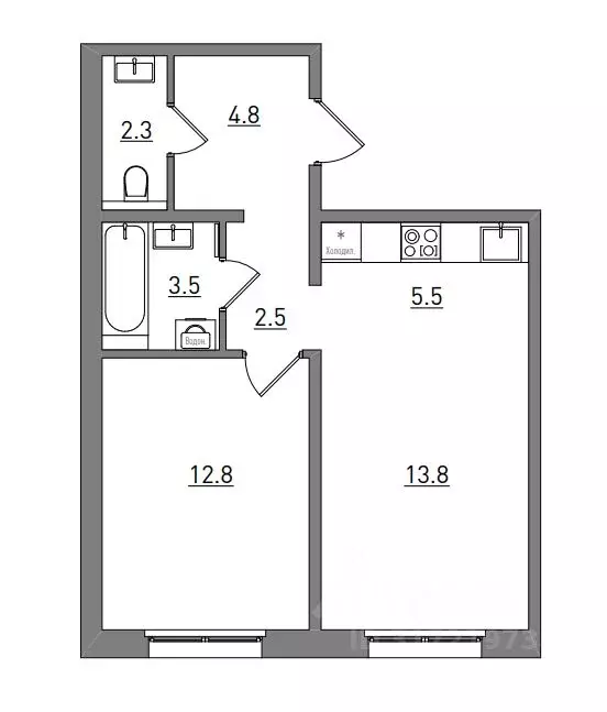 2-к кв. Кировская область, Киров ул. Чистопрудненская, 13А (45.2 м) - Фото 1