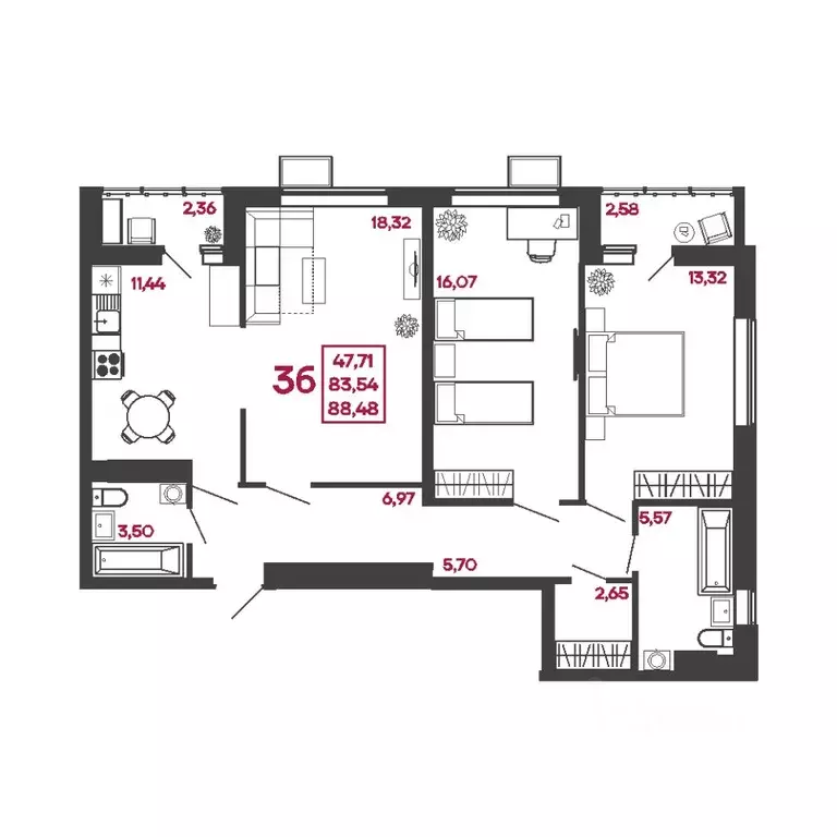 3-к кв. Пензенская область, Пенза ул. Измайлова, 41Б (88.48 м) - Фото 1