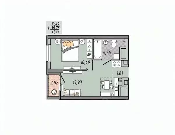 1-к кв. Свердловская область, Екатеринбург ул. Печатников (31.79 м) - Фото 1