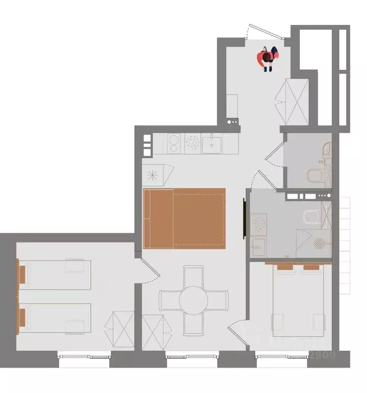 3-к кв. Иркутская область, Иркутск ул. Ширямова, 26 (45.93 м) - Фото 1