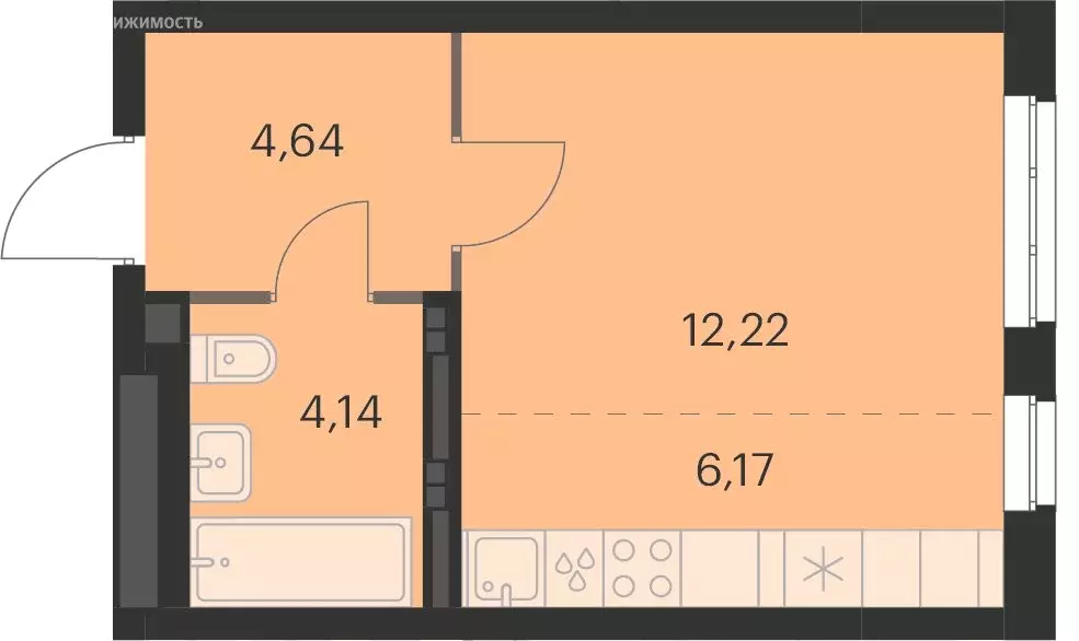 Квартира-студия: Екатеринбург, улица Академика Ландау, 35 (27 м) - Фото 0