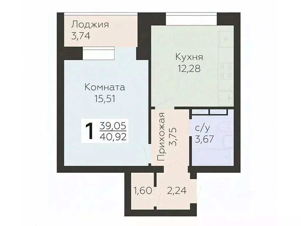 1-к кв. Орловская область, Орел ул. Панчука, 83Б (40.92 м) - Фото 0