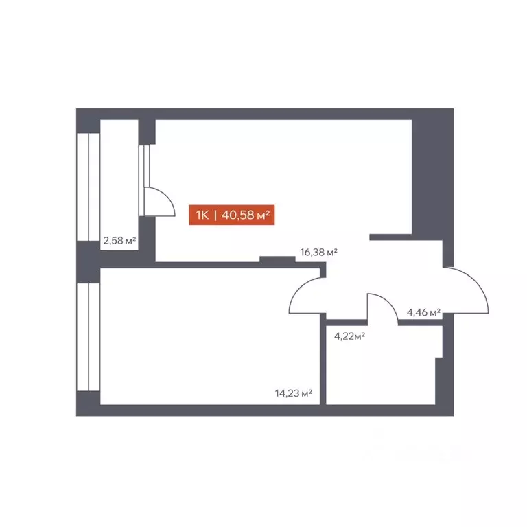 1-к кв. Томская область, Томск Красноармейская ул., 144 (40.58 м) - Фото 1