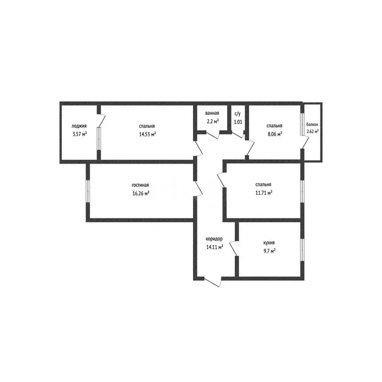 4-комнатная квартира: Махачкала, проспект Гамидова, 9А (86 м) - Фото 1