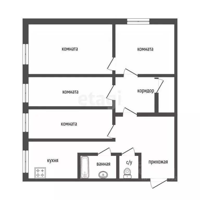 4-к кв. Красноярский край, Красноярск ул. Шевченко, 34 (58.2 м) - Фото 2