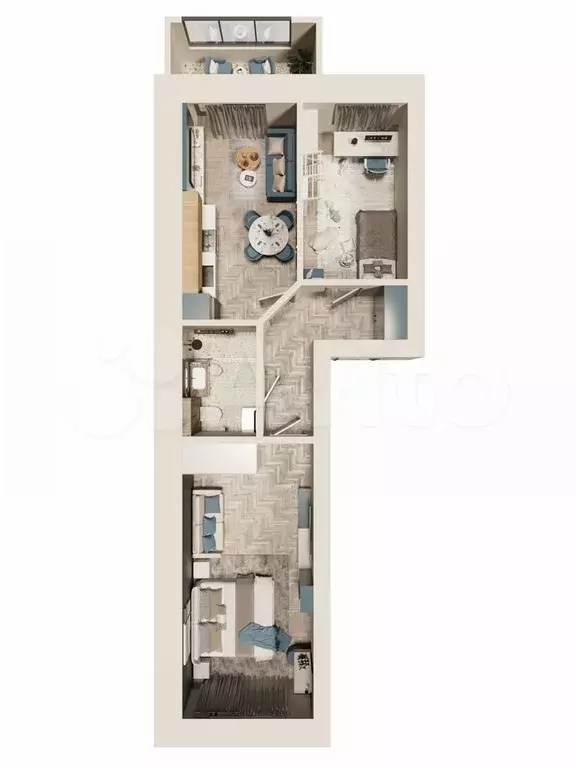2-к. квартира, 53,4 м, 8/9 эт. - Фото 1
