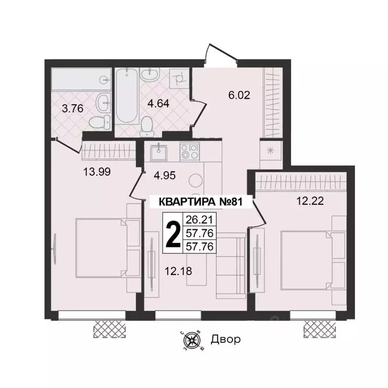 2-к кв. Владимирская область, Муром ул. 1-я Новослободская (57.76 м) - Фото 0