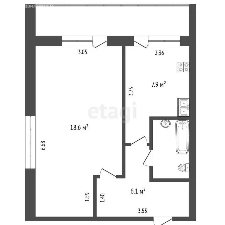 1-комнатная квартира: микрорайон Рощино, Аграрная улица, 22 (35 м) - Фото 1