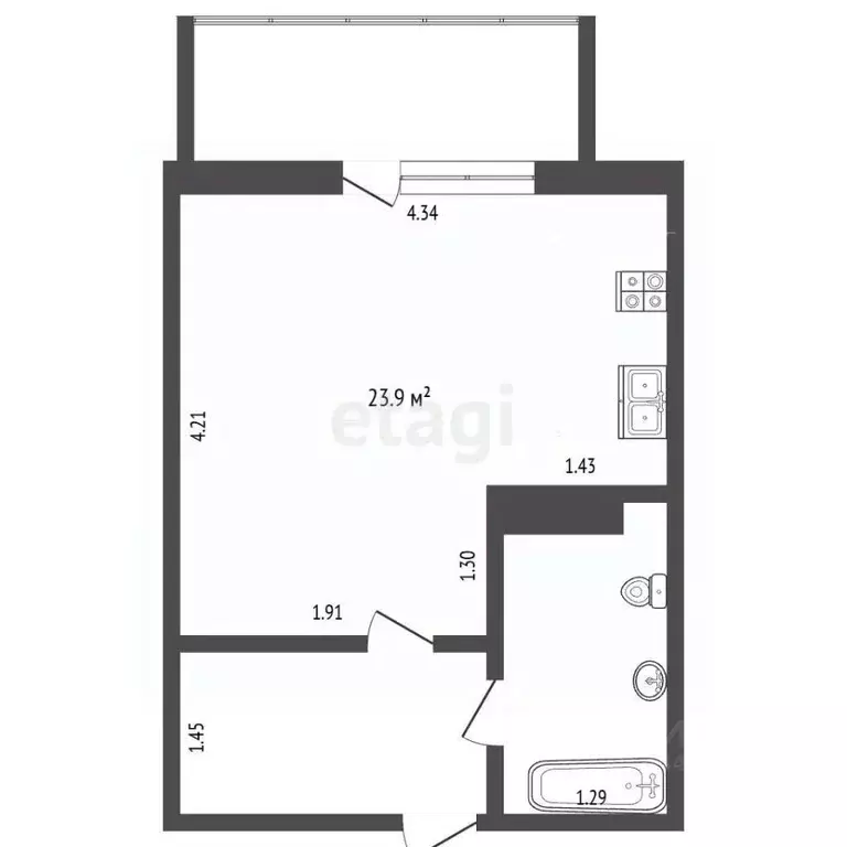 Студия Челябинская область, Челябинск ул. 2-я Эльтонская, 63Б (24.3 м) - Фото 2