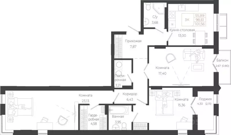 3-к кв. Алтай, Майминский район, с. Майма ул. Энергетиков (101.56 м) - Фото 1