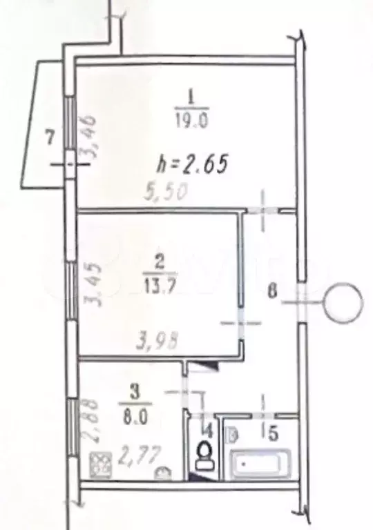 2-к. квартира, 51,9 м, 8/9 эт. - Фото 0