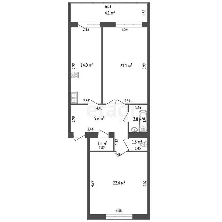 2-комнатная квартира: Анапа, улица Ленина, 145 (76.9 м) - Фото 1