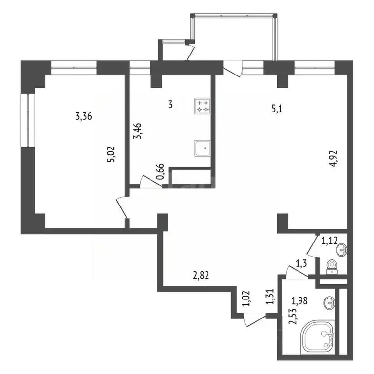 3-к кв. Красноярский край, Красноярск ул. Алексеева, 51 (72.6 м) - Фото 2