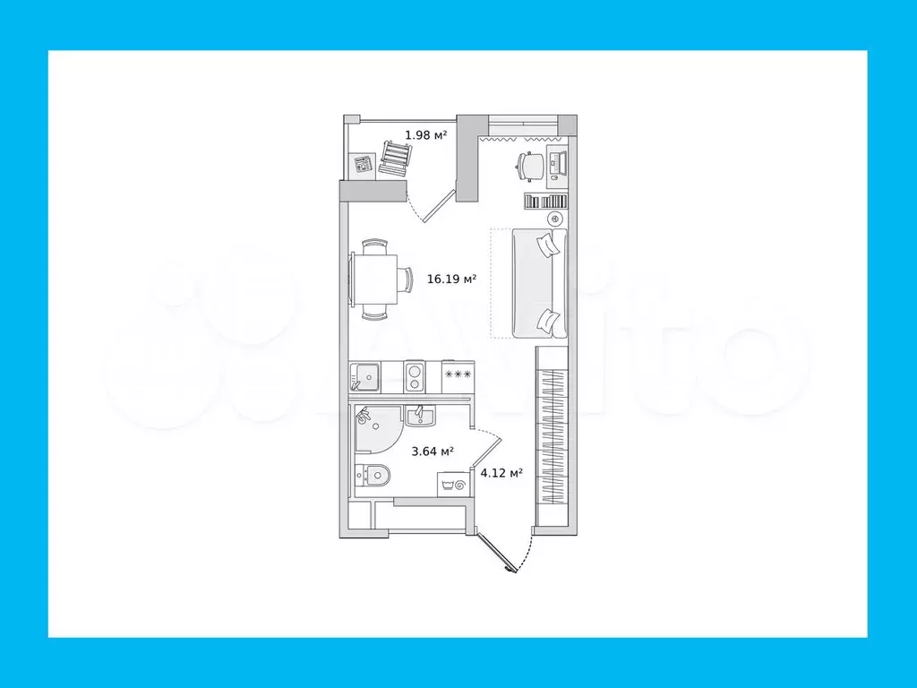 Квартира-студия, 29,5 м, 7/23 эт. - Фото 0