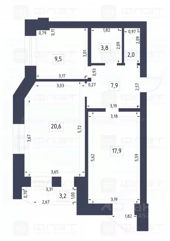 2-к кв. Татарстан, Казань ул. Интернациональная, 33А (66.4 м) - Фото 1