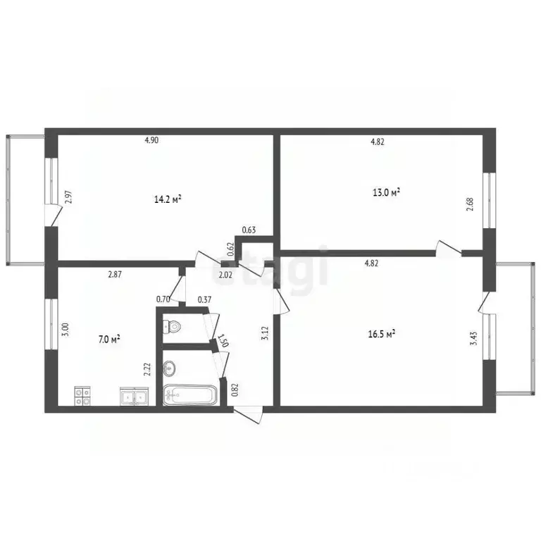 3-к кв. Татарстан, Набережные Челны Шишкинский бул., 22 (60.0 м) - Фото 2