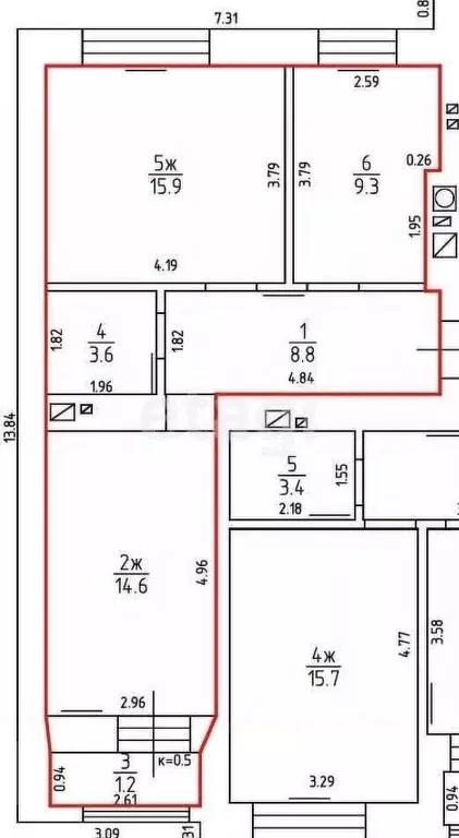 2-к кв. Калининградская область, Калининград Иркутская ул., 8 (53.0 м) - Фото 1