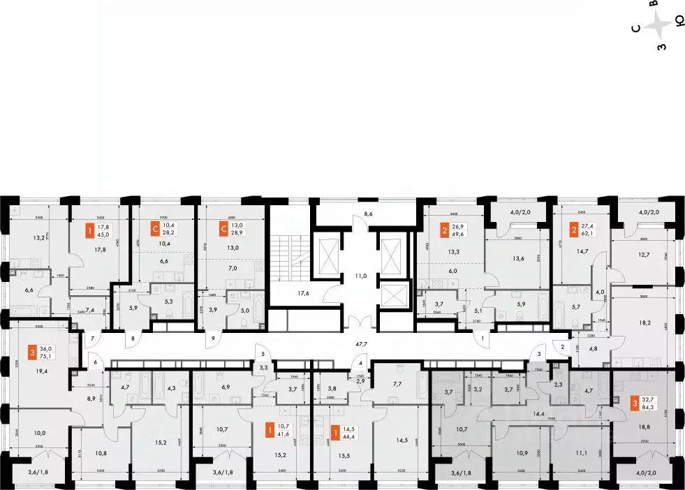 3-к кв. Нижегородская область, Нижний Новгород Черниговская ул. (84.3 ... - Фото 1