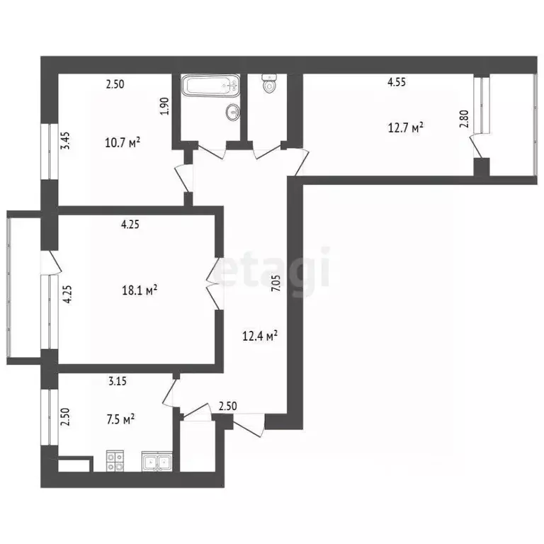 3-к кв. Крым, Симферополь ул. Ракетная (66.8 м) - Фото 2