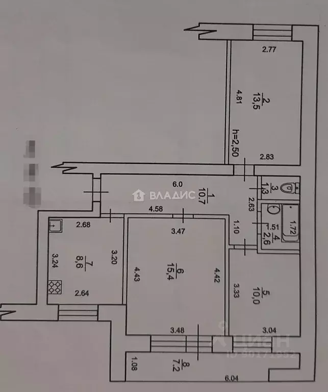3-к кв. Башкортостан, Стерлитамак Коммунистическая ул., 106 (62.1 м) - Фото 2
