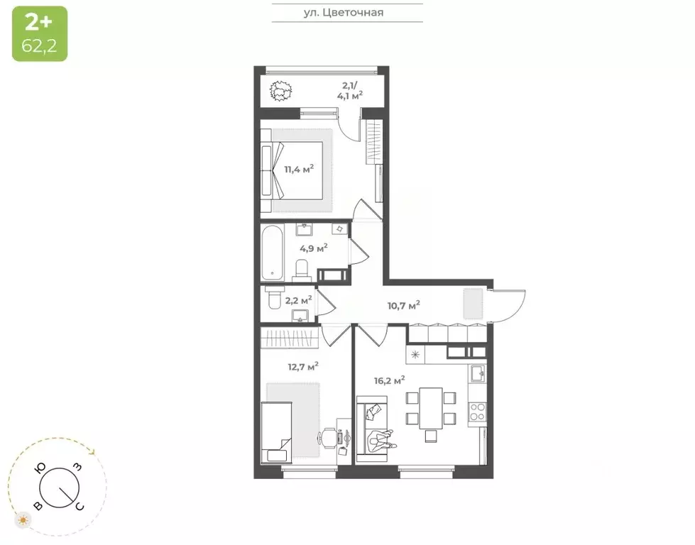 2-к кв. Тверская область, Тверь Соминка мкр,  (60.2 м) - Фото 1