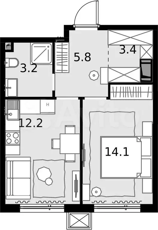 1-к. квартира, 38,7 м, 25/28 эт. - Фото 0