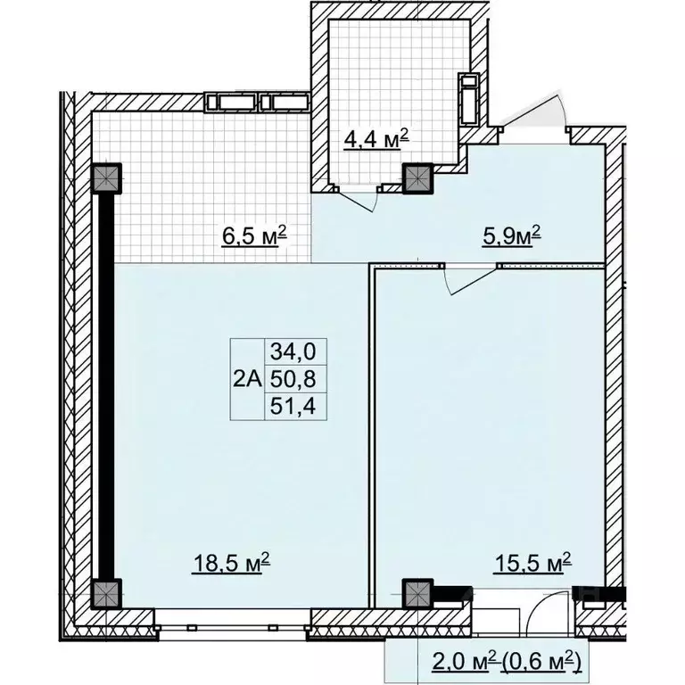 2-к кв. Томская область, Томск ул. Владимира Высоцкого, 8Д (50.8 м) - Фото 1