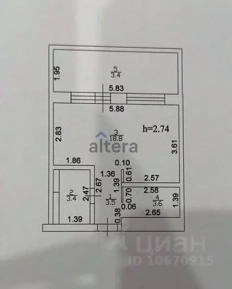 Студия Татарстан, Казань ул. Анаса Тазетдинова, 1 (32.7 м) - Фото 2