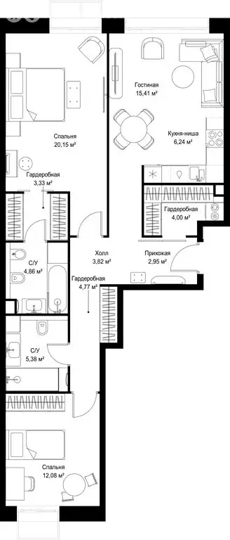 2-комнатная квартира: деревня Ликино, ЖК Мыс (82.99 м) - Фото 2