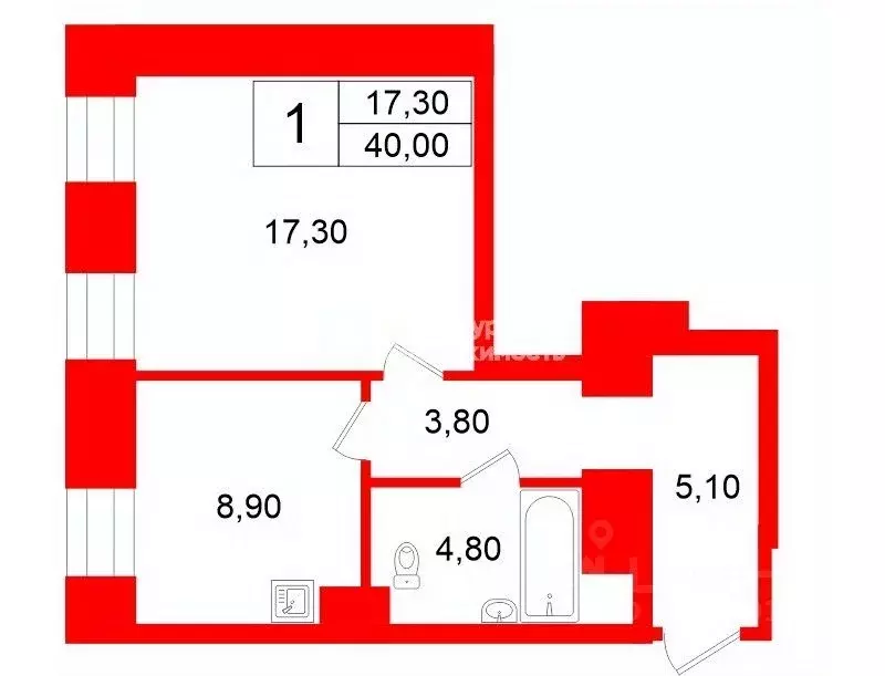 1-к кв. Санкт-Петербург Старо-Петергофский просп., 14 (40.0 м) - Фото 1